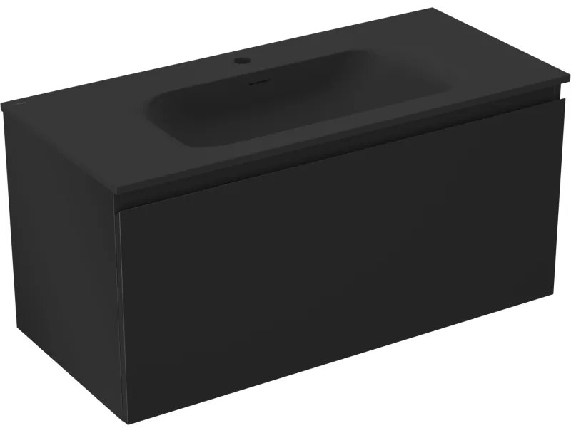 Mexen Orio szafka łazienkowa 100 cm z umywalką Vela, 1 szuflada, czarna mat - 91A10-10047-1-BF71-W23M71