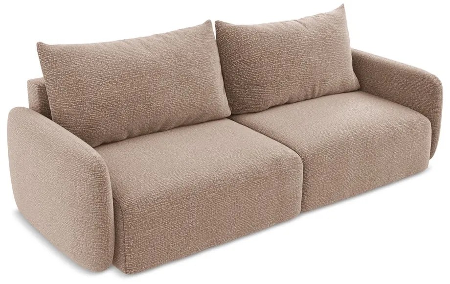 Jasnobrązowa rozkładana/ze schowkiem sofa 238 cm Kalena – Makamii