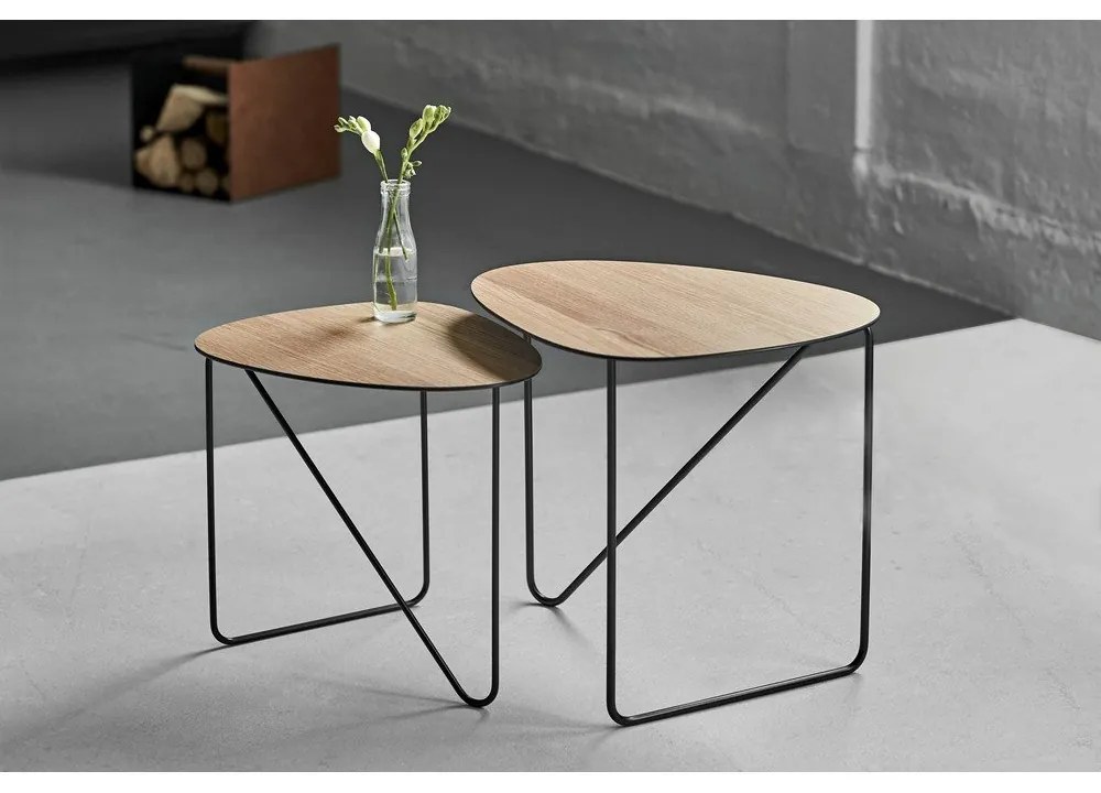 Metalowy stolik w naturalnym kolorze 37x44 cm Curve M Wood – LIND DNA