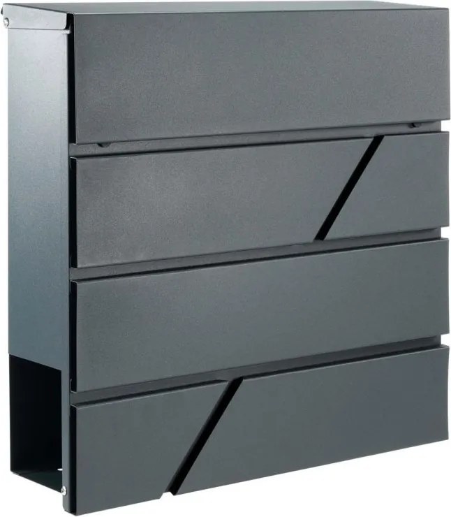 Skrzynka na listy z przegrodą na gazety, antracyt, 2 klucze