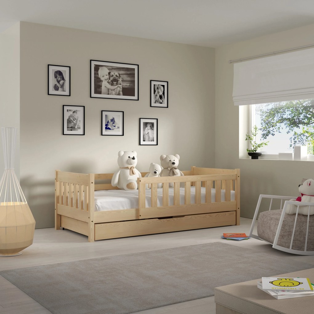 Łóżko dziecięce ELSA 80x190 cm Szuflada w Zestawie Naturalne Trwałe Drewno Sosna