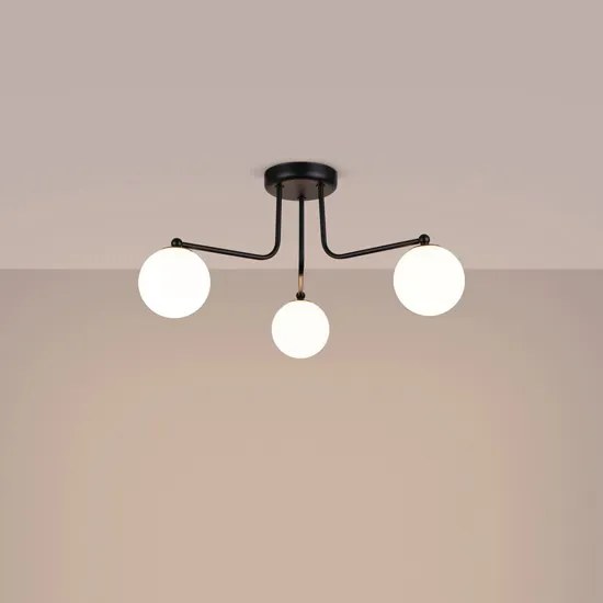 Czarna lampa sufitowa z 3 kloszami B6-M61
