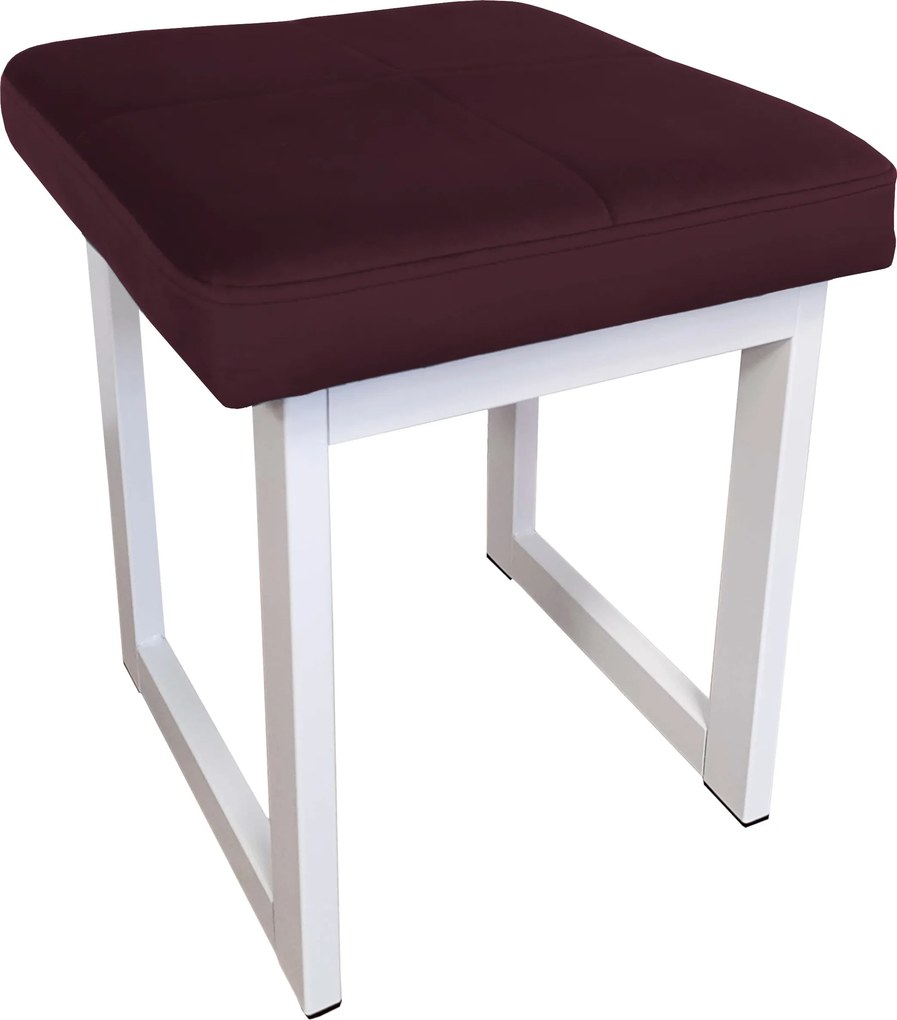 Taboret SOLID tkanina Welur stelaż metalowy STOŁEK LOFT : Kolor Stelaża - Biały, Kolor tkaniny - VELVET - MG02, Typ tkaniny - Velvet, Wysokość - 45 cm