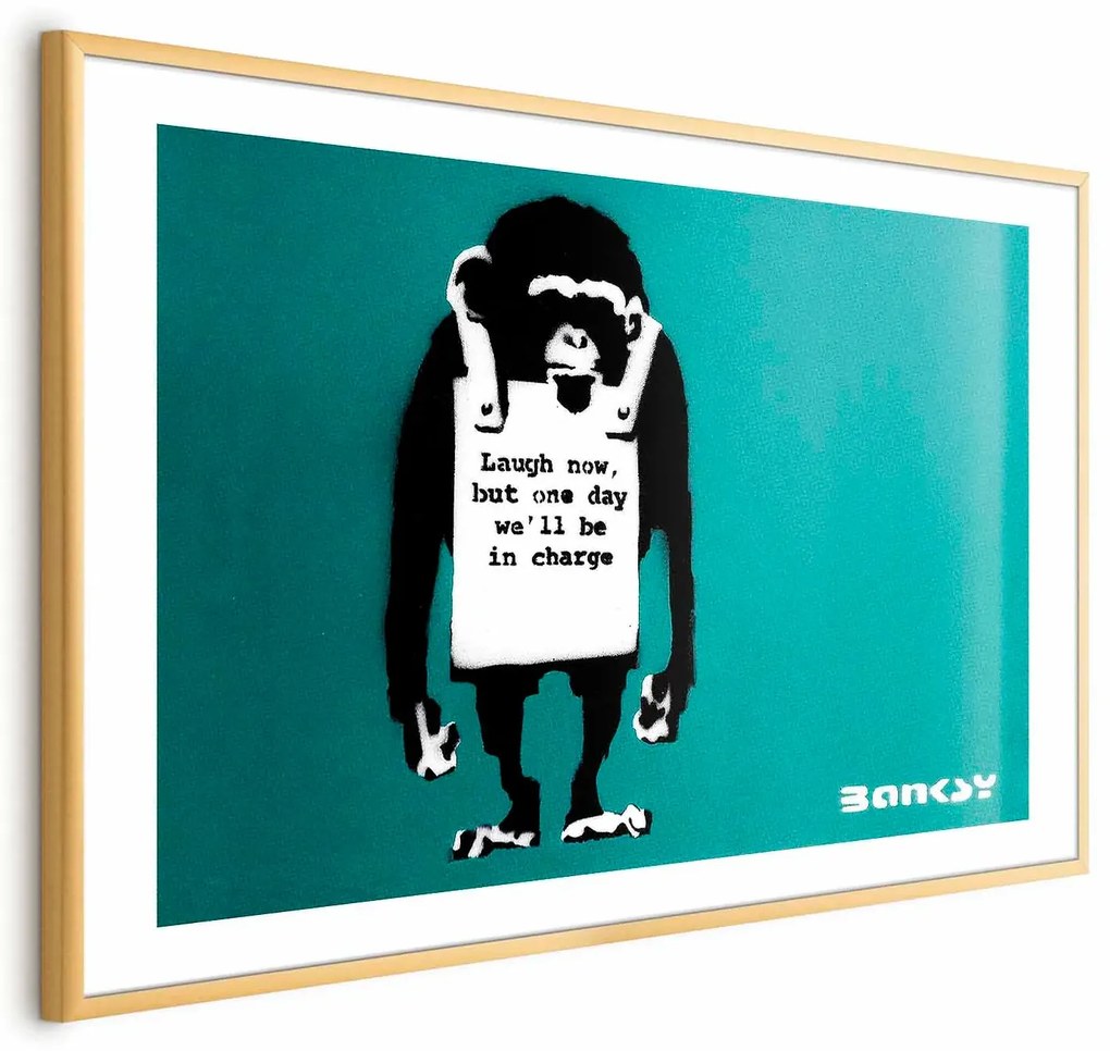 Plakat Zła małpa 42x29,7 cm z ramą złotą z marginesem ARTGEIST B