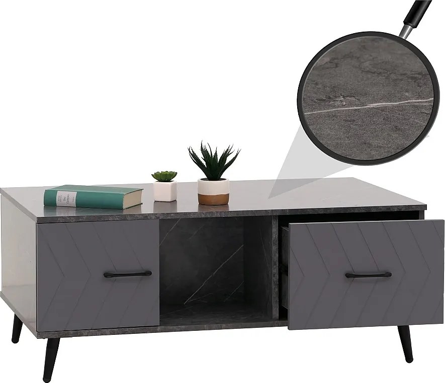 Stolik kawowy MCW-N89,  marmurowy wygląd szary