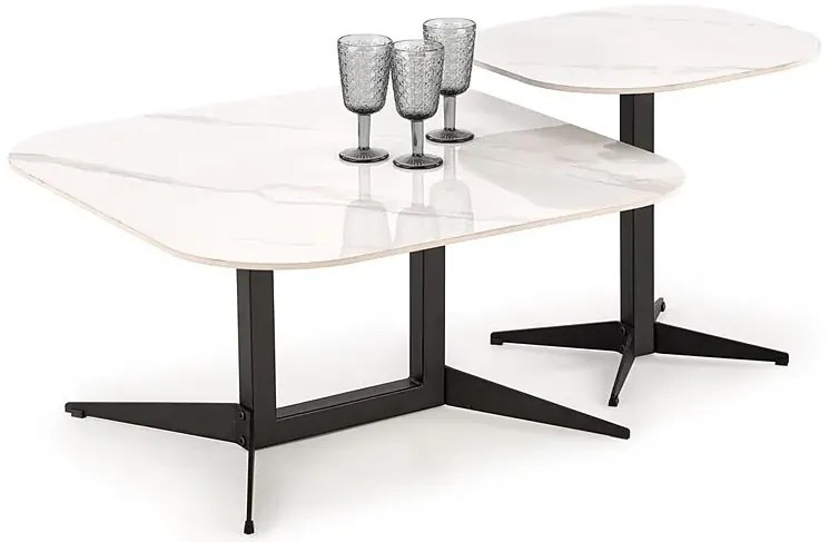 Loftowa metalowa ława z blatem biały marmur M5-M65