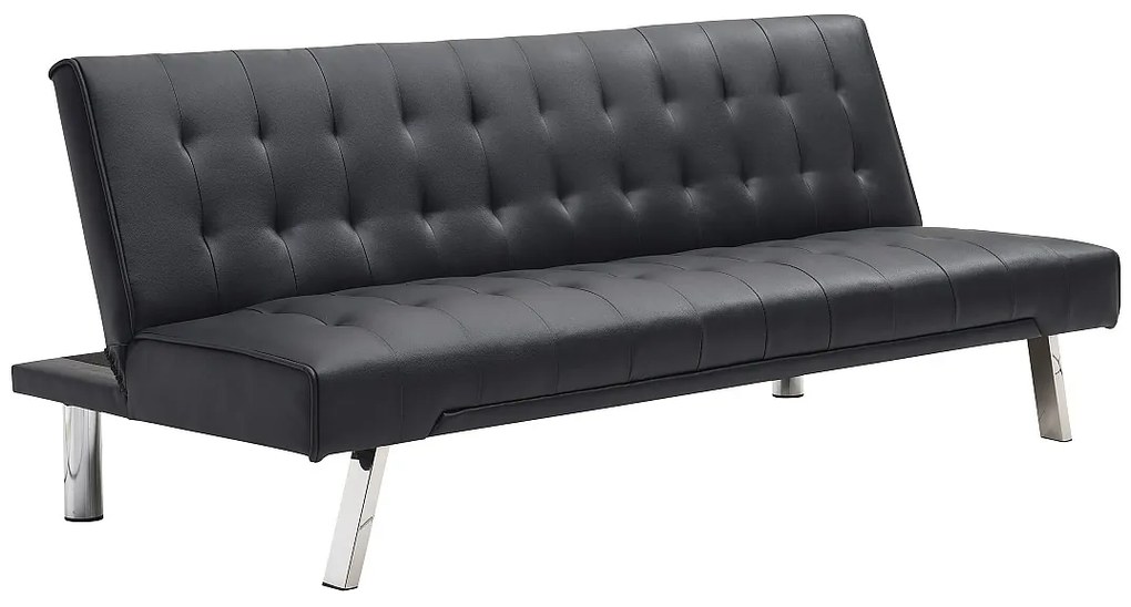 Rozkładana kanapa GUILLAUME  z ekoskóry - Kolor: czarny