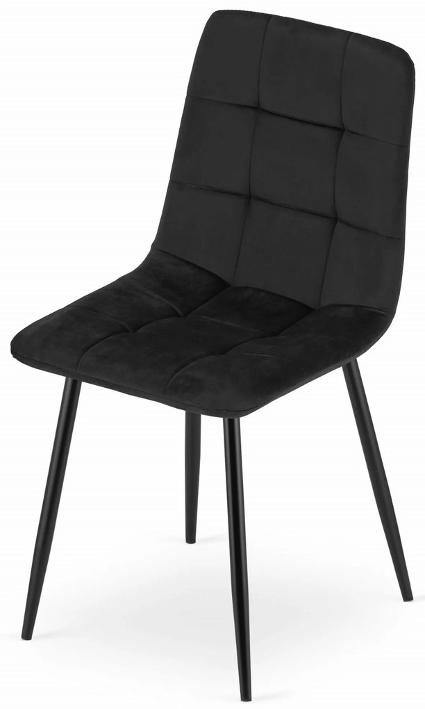 Krzesło aksamitne KARA czarne na czarnych nogach