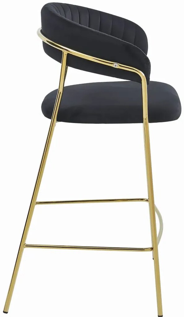 Czarny welurowy hoker glamour z oparciem K6-A86