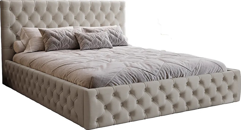 Łóżko 160x200 cm Verti Slim - pojemnik, stelaż, jasny szary (Magic Velvet 2218)