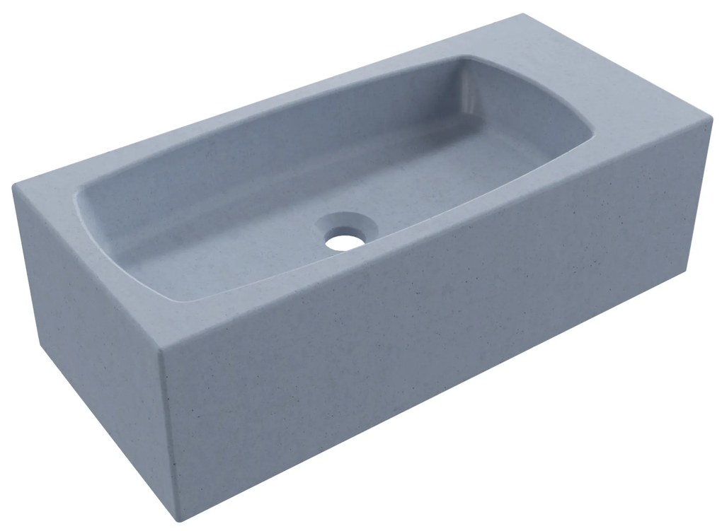 Massi Zestaw umywalka betonowa prostokątna bez otworu na baterię 65 x 30 cm z półką ZALM i konsola