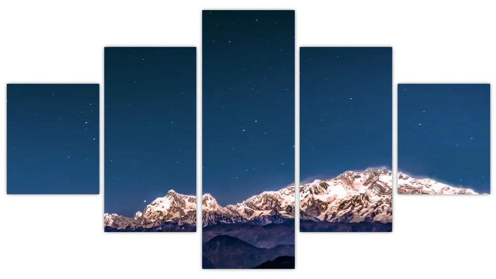 Obraz gór i nocnego nieba (125x70 cm)