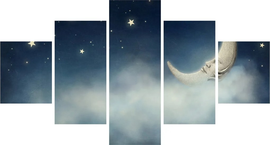 Obraz - Księżyc z gwiazdami (125x70 cm)