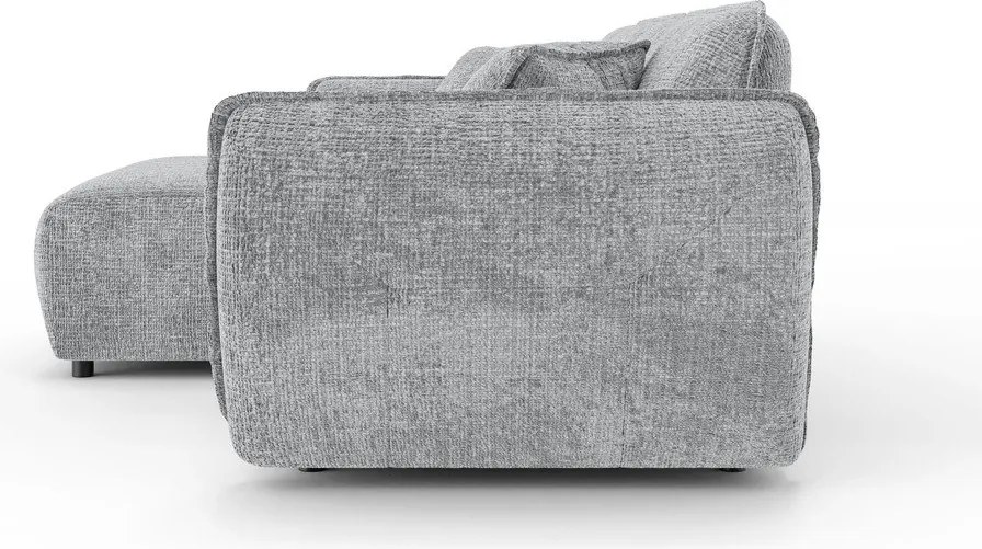 Jasnoszary narożnik z tkaniny szenilowej (lewostronny/z szezlongiem) Nelia – Ropez