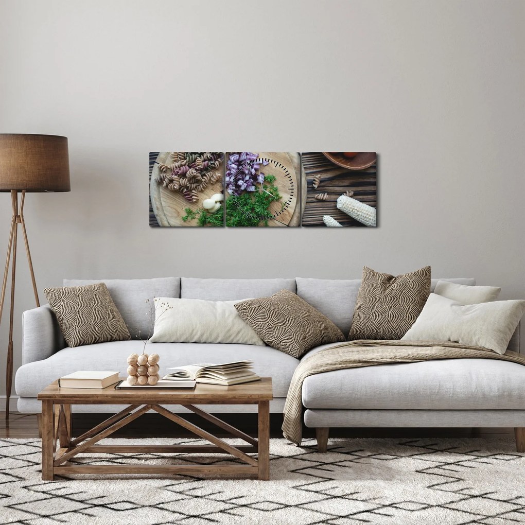 Obraz - Z deski kuchennej (z zegarem) (90x30 cm)