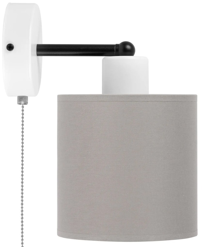 Biały kinkiet LED z włącznikiem z szarym abażurem SHWD-C-1010WE-GR jed