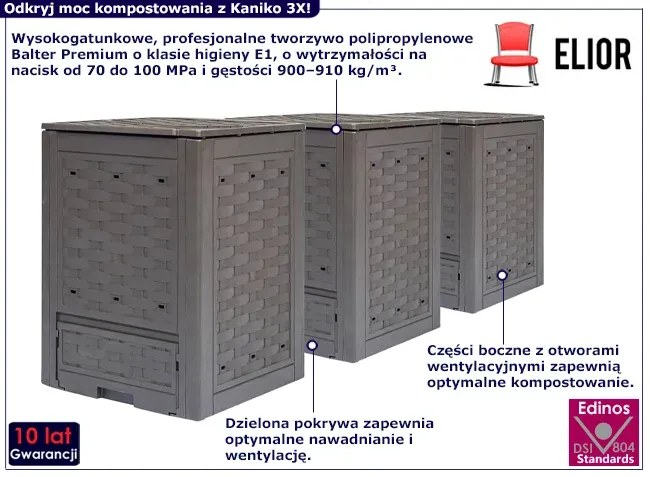 Potrójny kompostownik ogrodowy - Breva 3X