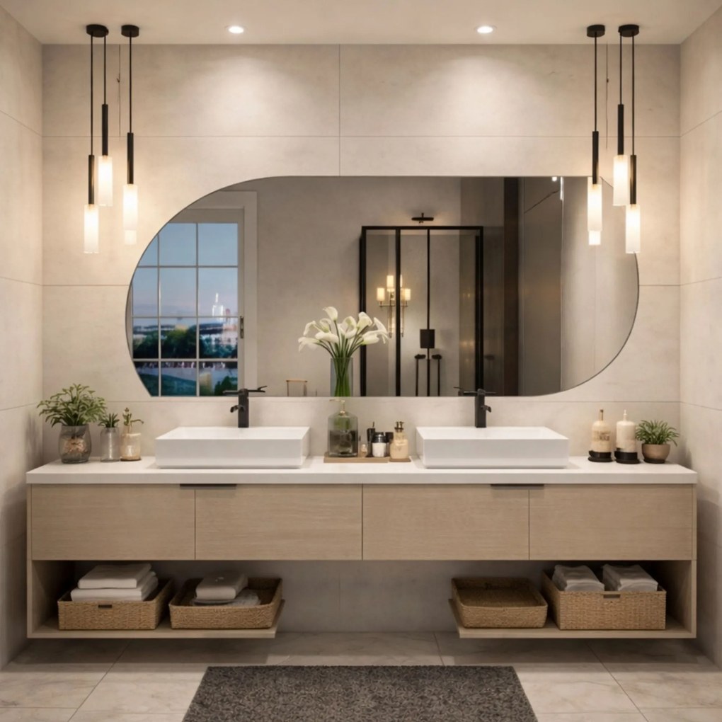 Lustro asymetryczne bez podświetlenia MOON Twist  | Różne rozmiary | Różne kolory : Kolor tafli szkła - Srebrny, Rozmiar - 140 x 59 cm