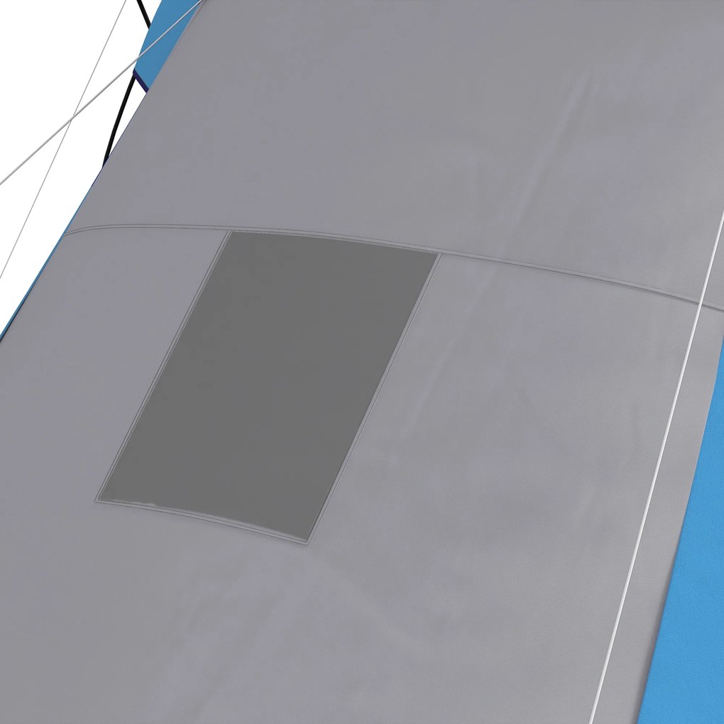 Outsunny Namiot tunelowy, wodoodporny 2000 mm, namiot kempingowy dla 4-6 osób z 2 sypialniami i torbą transportową, szaro-niebieski | Aosom PL