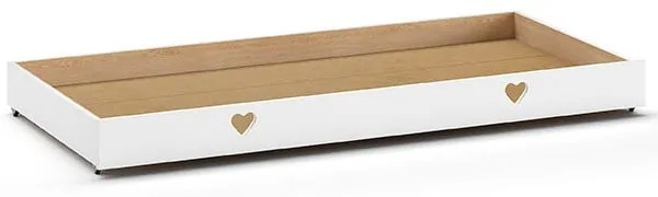 Białe łóżko dziecięce z litego drewna sosnowego w kształcie domku z wysuwanym łóżkiem ze schowkiem 90x200 cm AMORI – Vipack