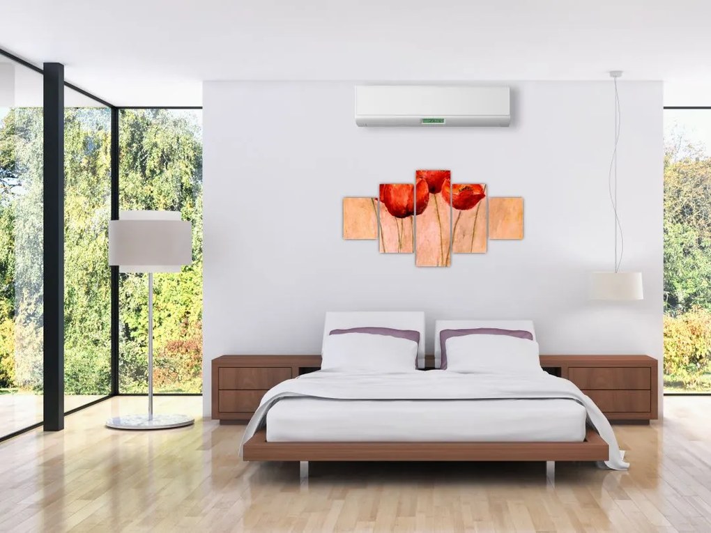 Obraz - Czerwone tulipany (125x70 cm)