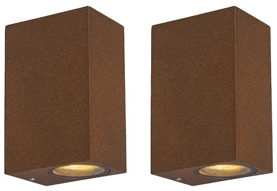 Zestaw 2 lamp ściennych w stylu industrialnym brązowo-rdzawy 2-światła IP44 - Baleno