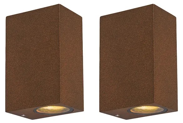 Zewnetrzna Zestaw 2 lamp ściennych w stylu industrialnym brązowo-rdzawy 2-światła IP44 - BalenoWiejski/ Rustykalny / Vintage Oswietlenie zewnetrzne
