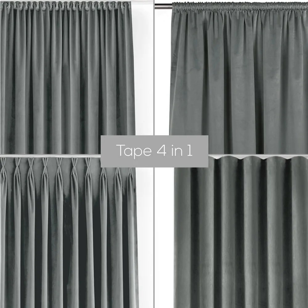 Szara aksamitna zasłona częściowo zaciemniająca (dimout) 200x270 cm Velto – Filumi