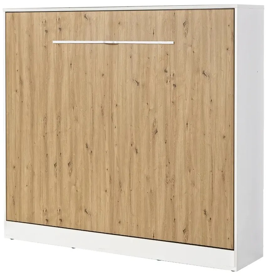 Poziomy rozkładany tapczan biały + dąb 160x200 H5-W19