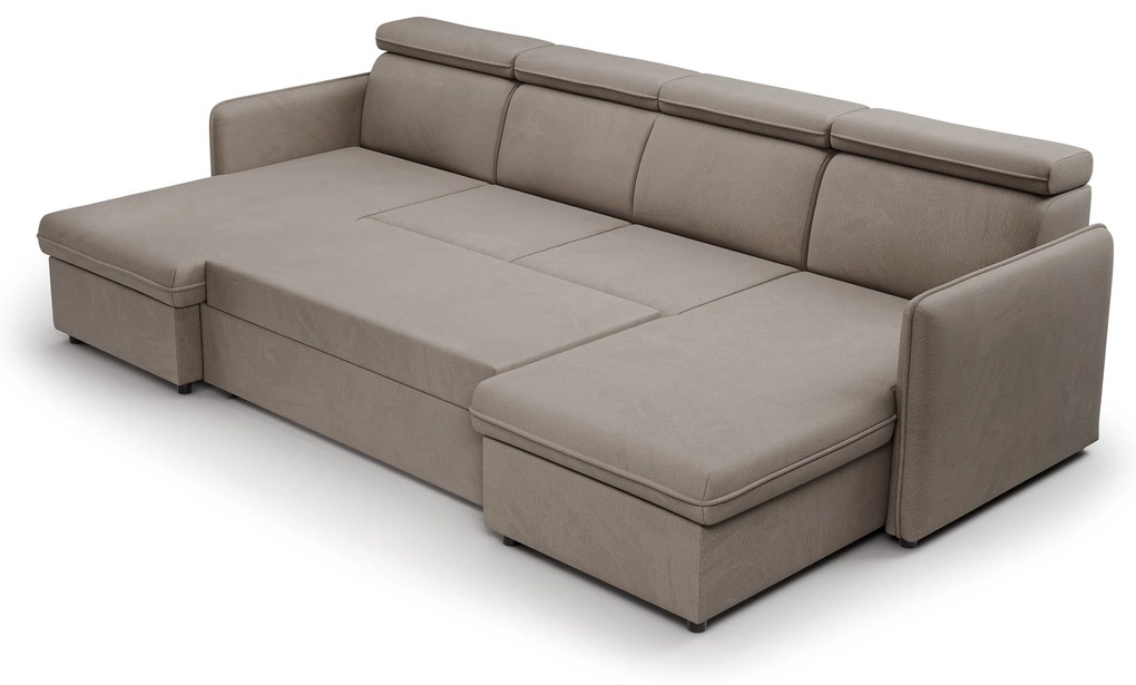 Narożnik z funkcją spania Barcelia U - beżowa tkanina Asti 03