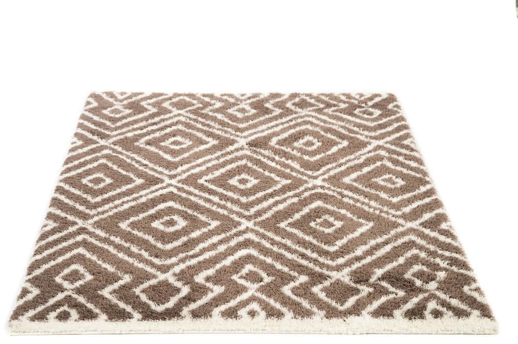 Dywan Shaggy Nano Light Mikrofibra brązowo-biały 120 cm x 160 cm