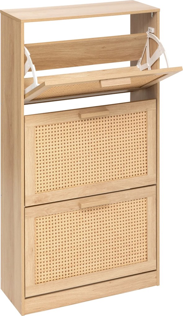 Szafka na buty wąska wysoka CANE, plecionka wiedeńska, 60 x 24 x 113 cm