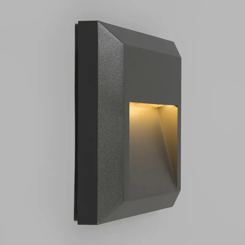 Zewnetrzna Nowoczesna lampa ścienna ciemnoszara kwadratowa z LED - Gem Nowoczesny Oswietlenie zewnetrzne