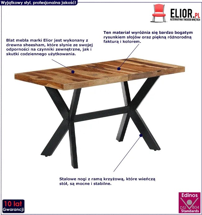 Stół jadalniany z sheesham– brązowy K7-B80