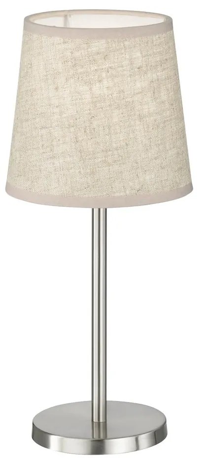 Lampa stołowa w beżowo-srebrnym kolorze z tekstylnym kloszem (wysokość 30 cm) Eve – Fischer &amp; Honsel