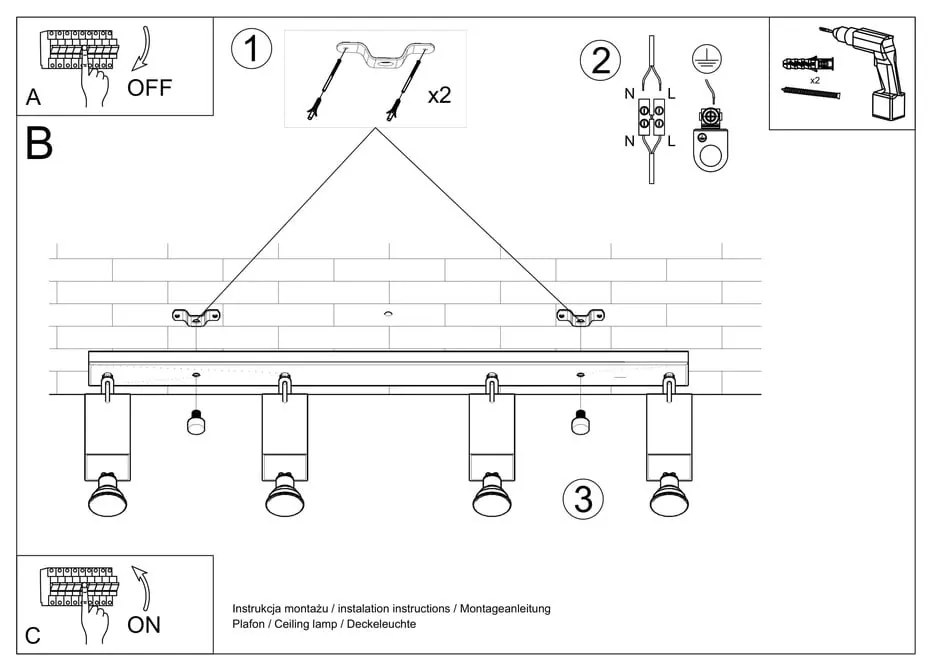 Biała lampa sufitowa Sollux Toscana