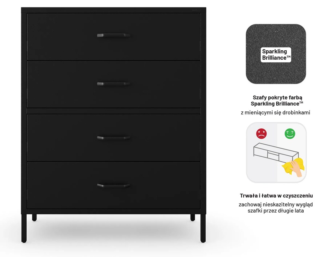 Komoda szafka metalowa czarna Modern CARLA 800 x 1015 x 400 mm