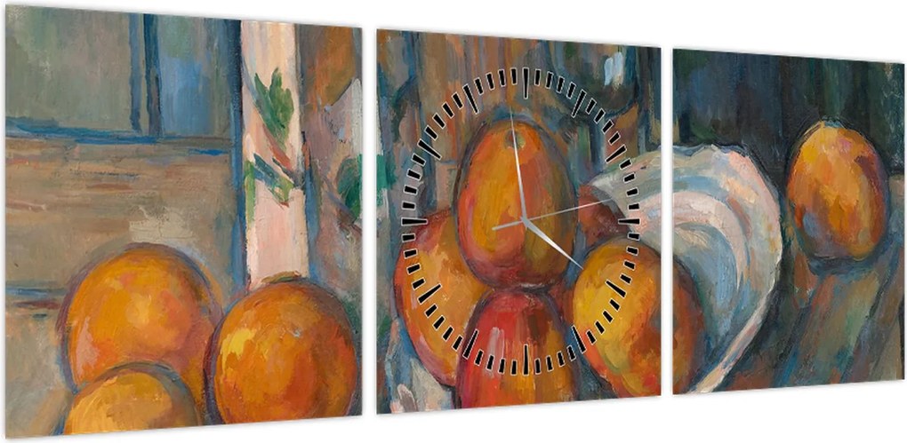 Obraz - Paul Cézanne, Still Life with Milk Jug and Fruit, reprodukcje (z zegarem) (90x30 cm)