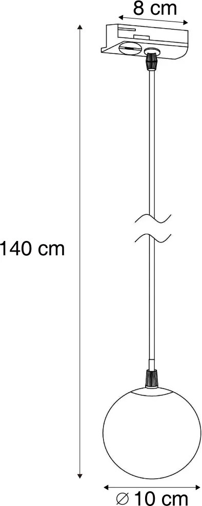 Nowoczesna lampa wisząca czarna z białym szkłem do systemu szynowego 1-fazowego - Iconic Perle