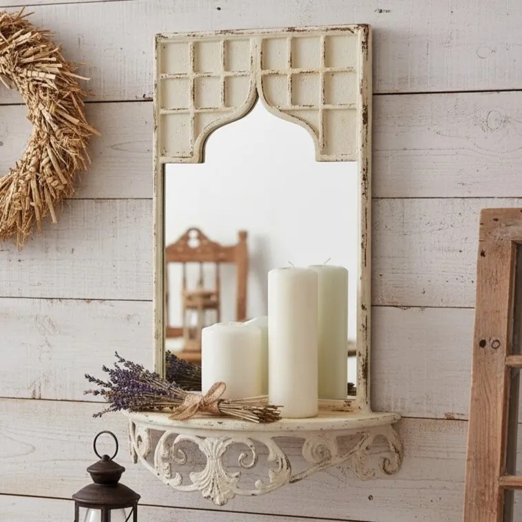 Lustro , półka w orientalnej ramie.