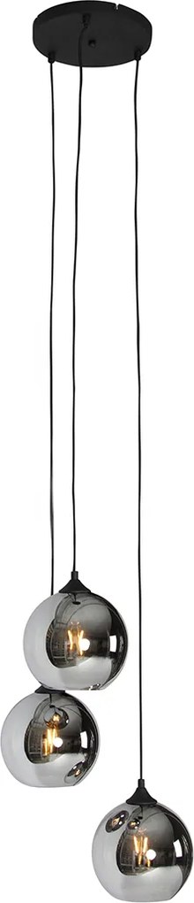 Inteligentna lampa wisząca czarna z przydymionym szkłem z 3 Wifi A60 - Wallace