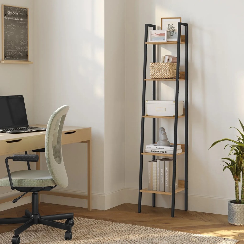 Wąski industrialny regał metalowy dąb artisan T0-B95