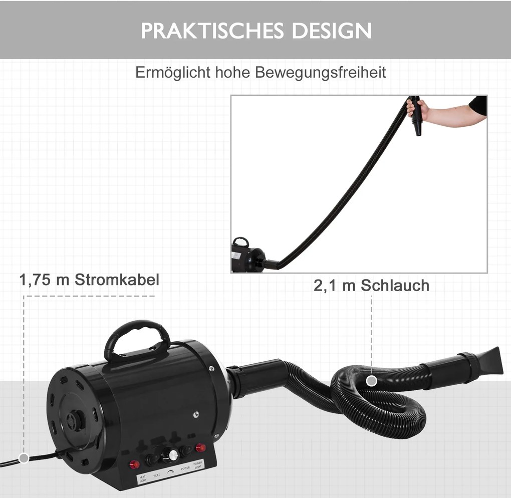 PawHut Profesjonalna Suszarka dla Psów Żółta Metalowa 2800W Ciężka Praca 40x16x20cm | Aosom PL