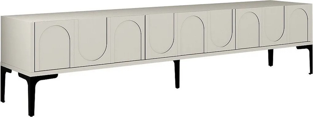 Stojak pod TV – 180 cm x 42 cm x 35 cm – kremowy i czarny – płyta wiórowa pokryta melaminą