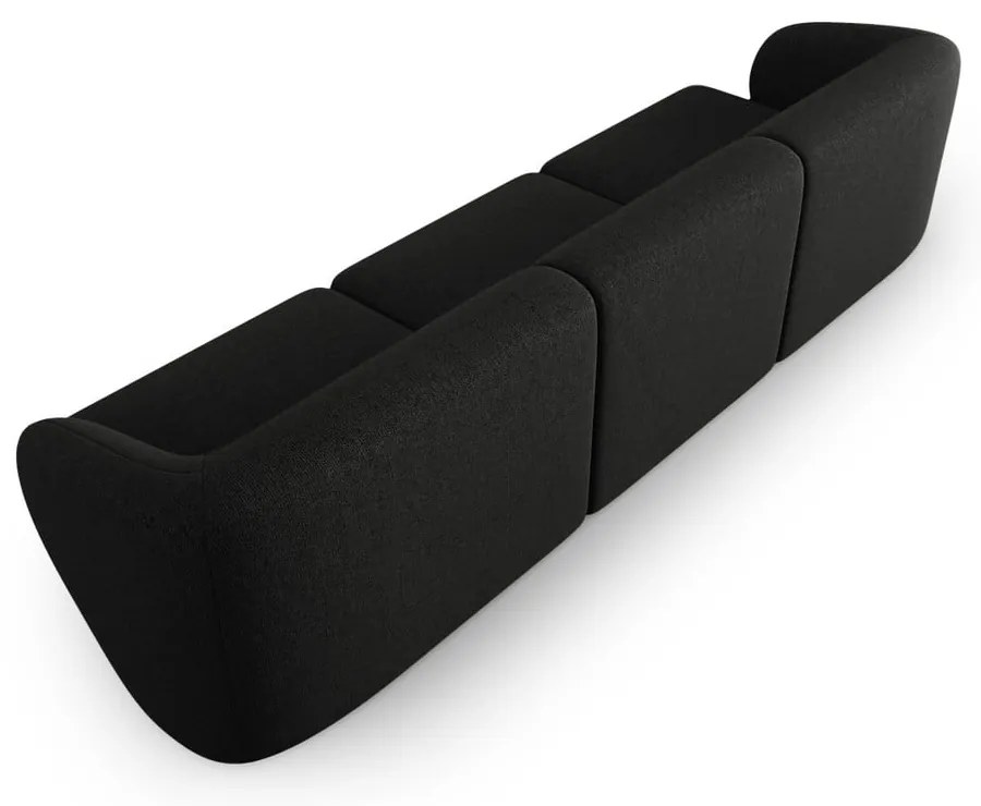 Czarna sofa z tkaniny szenilowej 266 cm Paolo – Milo Casa