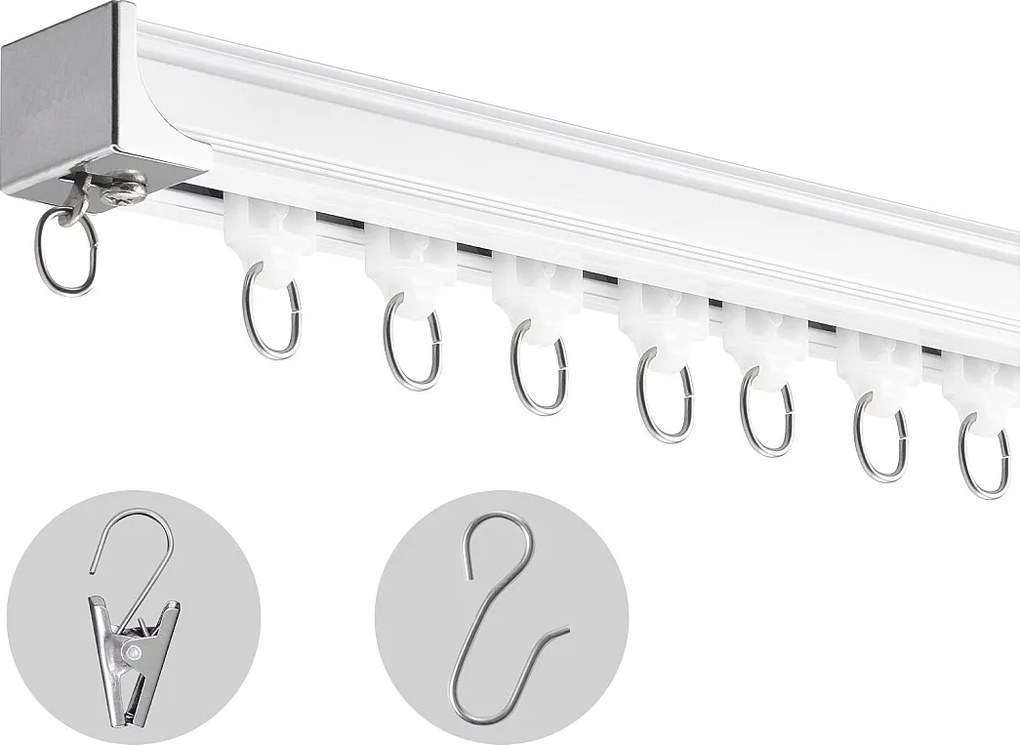 Zestaw Szyn SucceBuy do Zasłon Sufitowych 360cm, System Biegowy do Zasłon, Haki i Okucia, Biały do Salonu i Sypialni