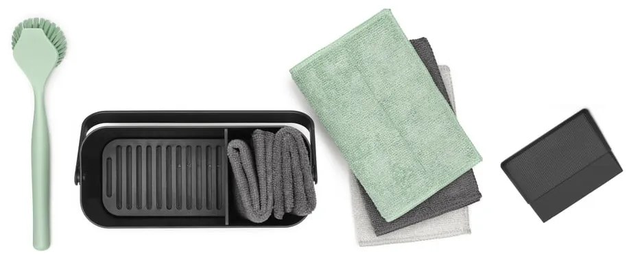Ciemnoszary zestaw do mycia naczyń z plastiku z recyklingu SinkSide – Brabantia