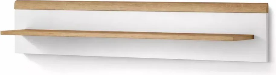 Nowoczesna półka Bliwon 107 cm do salonu, skandynawski styl, biały mat + dąb riviera, minimalistyczna