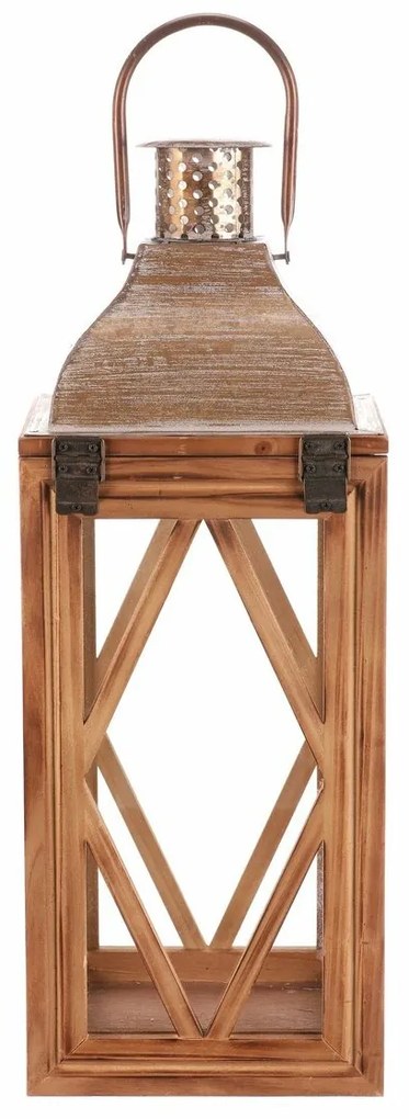 Zestaw drewnianych latarni Gineta 3 szt., brązowy