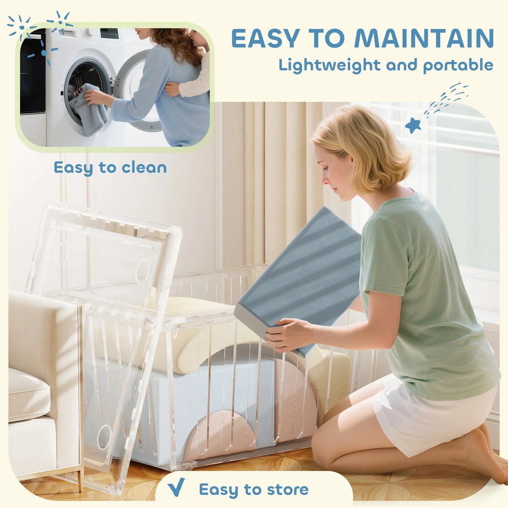 AIYAPLAY Zestaw 5 Piankowych Klocków do Wspinania, z Pokryciem z Cordu, Lekkie, do Budowania, Raczkowania, Wspinania, Kolorowe